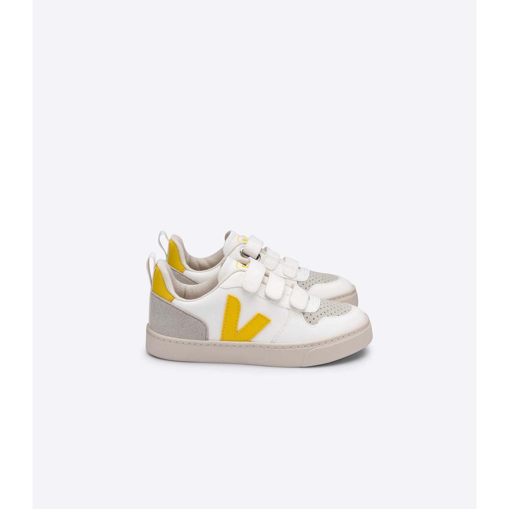 White/Gold Kids\' Veja V-10 CWL Shoes | AU 787YXF